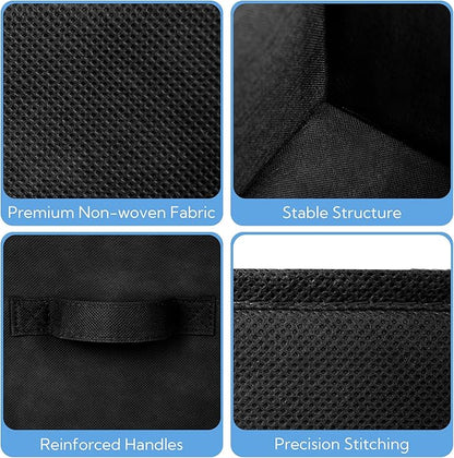 Cupic Cupid 11 Inch Storage Cube, Fabric Cube Storage Bin with Handles, Storage Cube Organizer for Clothes and Toys, Collapsible Cube Bins for Closet, Shelves, Nursery, 6-Pack, Black