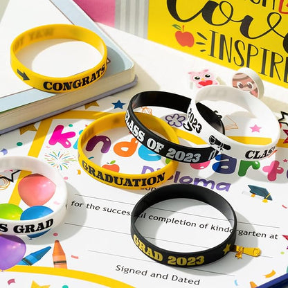 Haooryx 36PCS Class of 2023 Graduation Silicone Bracelets Colorful Congrats Grad Rubber Bracelet Graduating Celebrating Wristbands for Teens Students School College Graduation Party Supply(Black)