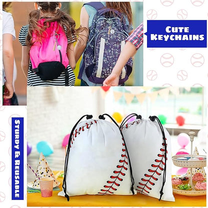 Nuogo 48 Pcs Baseball Party Favors Supplies Include 12 Pcs Baseball Party Bags 12 Pcs Baseball Bracelets 12 Pcs Baseball Stress Balls 12 pcs Mini Baseball Keychain Birthday Sport Party