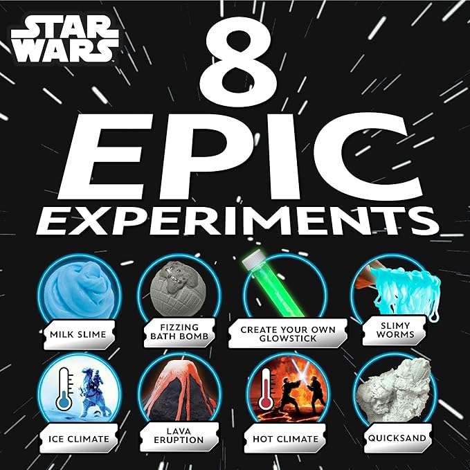 STAR WARS Galactic Chemistry Lab, Science Kit for Kids with 8 Easy Experiments and Reactions, Including DIY Lightsaber, Slime & Earth Science, Star Wars Toys, Chemistry Set, Gifts for 6 Year Old Boys