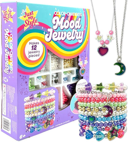 Just My Style Color-Changing Mood Jewelry Making Kit, Bracelet & Necklace Making Kit, Arts & Crafts Kit for Girls & Boys Ages 6-10
