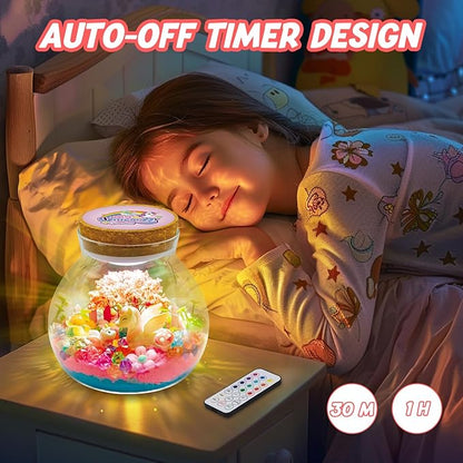 Unicorn Terrarium Crafts Kit for Girls - Make Your OWN Unicorn Night Light with 16 Modes LED Remote Control Birthday Gifts Creativity DIY Toys for Ages 3 4 5 6 7 8 9 10 3-5 4-6 5-7 6-8 Year Old Kids