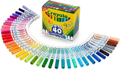 Crayola Ultra Clean Washable Markers (40ct), Coloring Markers for Kids, Coloring Book Marker Set, Gifts for Kids, Ages 3+