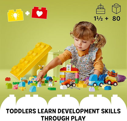 LEGO DUPLO Classic Cars and Trucks Brick Box Building Blocks - Learning & Educational STEM Toys for Toddlers, Ages 1.5+ Years - Develops Fine Motor Skills - Gift for Toddler Birthday - 10439