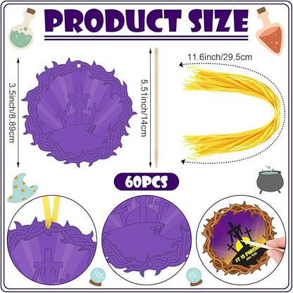 Liliful 60 Set Easter Crafts for Kids Religious Easter Cross Scratch Cards Colorful Scratch with 30 Wooden Scratch Tools Purple Crown of Thorns Crafts Kit for Kids Sunday School Holy Week Crafts