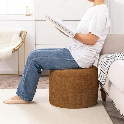 Sturdy Boucle Pouf Ottoman Foot Rest Nice Living Room Decor Lightweight Ottoman Pouf Filler Comfort Pouf Cover Modern Foam Stuffed Poof Perfect to Rest Your Feet No Need Assemble Light Coffee
