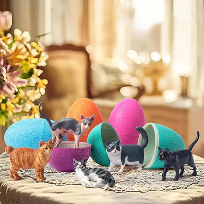 12PCS Cat Figurines, Plastic Cat Figures Realistic Kitten Toys, Cat Cake Toppers Halloween Christmas Birthday Gift for Kids & Children