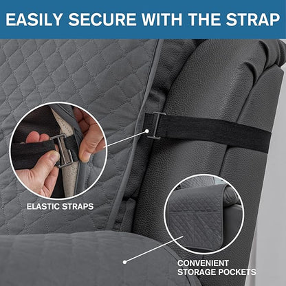 XINEAGE Water Resistant Recliner Cover, Nonslip Recliner Chair Covers for Reclining Chair with Pockets, Quilted Thick Recliner Slipcovers for Pets and Kids (Recliner Chair, Dark Gray)