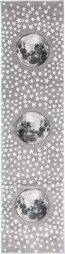 SAFAVIEH Carousel Kids Collection Runner Rug - 2'3" x 6', Light Grey & White, Non-Shedding & Easy Care, Ideal for High Traffic Areas for Boys & Girls in Playroom, Nursery, Bedroom (CRK135F)