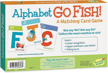 Peaceable Kingdom Alphabet Go Fish Letter Matching Card Game with 52 Oversized Cards Card Games for Kids Ages 4+ 2 to 6 Players
