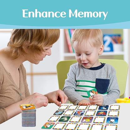 Hebayy 36 Pair Animal Matching Memory Game Flash Cards for Toddlers, Preschool, Kindergarten and Home. Erasable, Fun & Fast, Travel Friendly, Skill Building. Size 2” x 2”(5 x 5 cm)