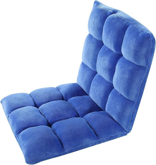 Lounge Adjustable Recliner Rocker Memory Foam Armless Floor Gaming Ergonomic Chair, Royal Blue 43.3D x 21.5W x 5.5H in