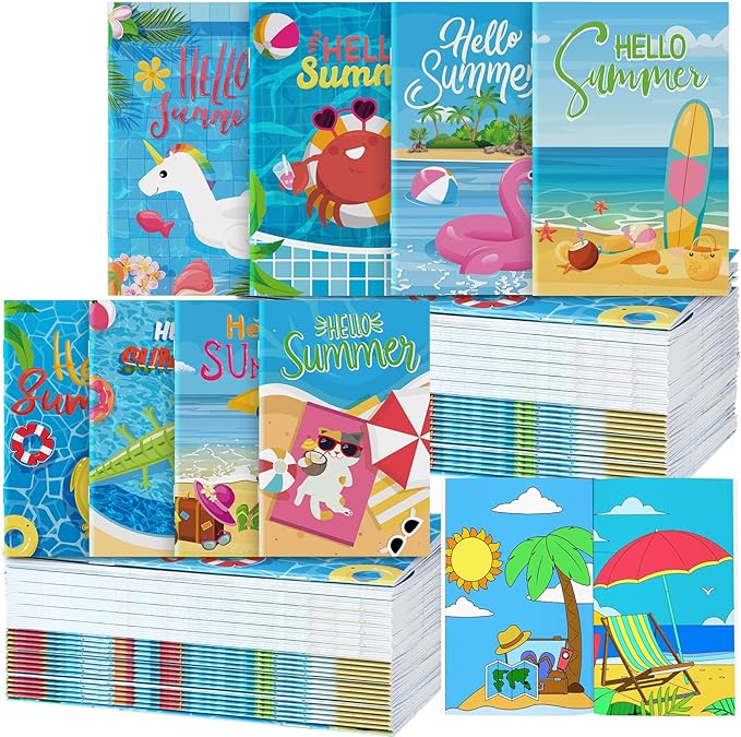 Estune 40 Pcs Coloring Books Summer Beach Party Favor for Kids Coloring Book Set Mini Small Coloring Books Goodie Bag Stuffers Gift Classroom Home
