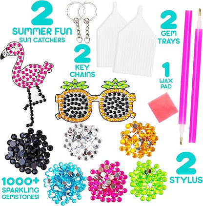 Blue Squid Diamond Art Kits for Kids – Fun & Easy DIY 5D Gem Art Gift Set for Keychains, Stickers, Sun Catchers - Diamond Painting Arts & Crafts Kit for Kids, Girls, Boys Ages 6 7 8 9 10 11 12