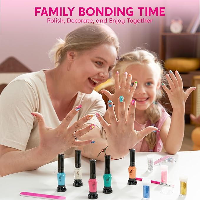 Klever Kits Nail Polish Art Kit for Kids, Kid-safe, Non-toxic Materials-Children Nail Studio With Glitter, Stickers Sequins, Stroke Sticker, Polish-Girls Creative Idea Birthday Gifts Age 7 8 9 and up