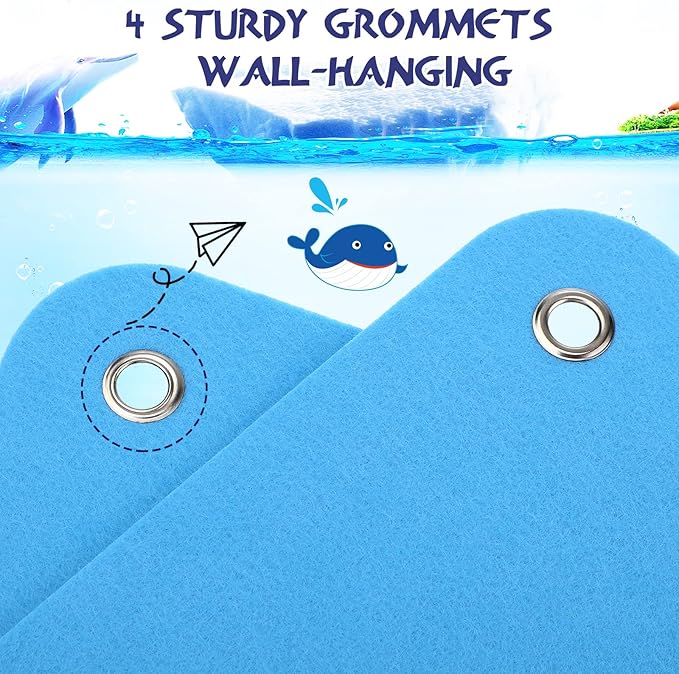 4 Pieces Felt Board for Toddlers Classroom Flannel Board Stories for Preschool Homeschooling, Kids Felt Story Activity Wall Hanging Children Birthday Gifts, 11.8 x 15.75 Inch (Blue)