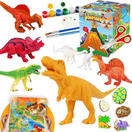 FUNZBO Dinosaur Toys for Kids 3-5, Painting Kits for Kids Ages 4-8 with Art Supplies, Arts and Crafts for Kids, Painting Set Toys for 6 7 8 9 10 11 12 Years Old Toddlers Boys Christmas Birthday Gifts