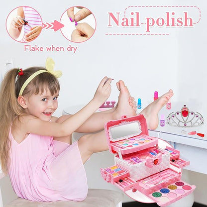 Kids Makeup Kit for Girl -Washable Make up Non Toxic Kid Make Up Toys, Children Princess Toddlers Little Girls Play Makeup Set, Christmas Birthday Gifts Toy for 4 5 6 7 8 9 10 Year Old Girls