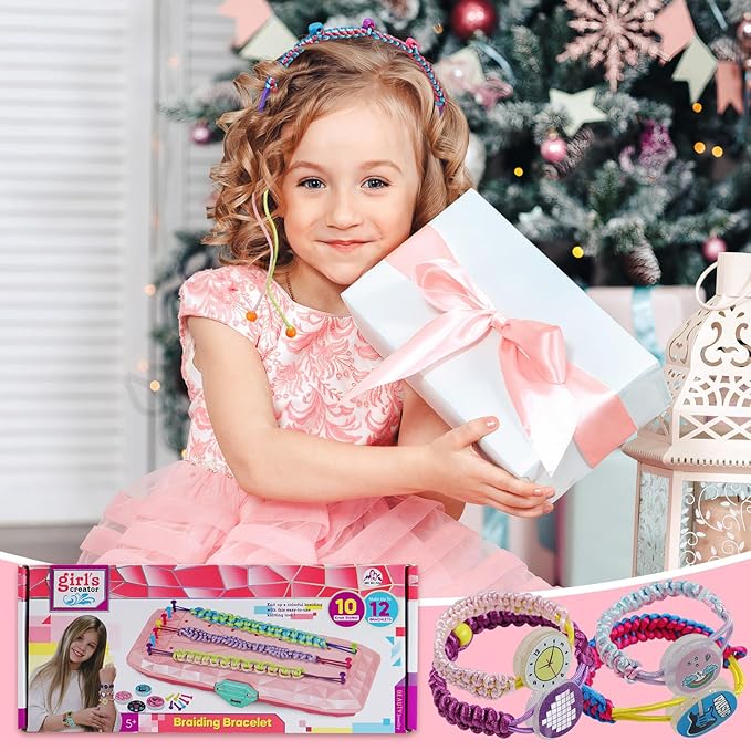 Motiloo Friendship Bracelet Making Kit - Toy for Ages 7-12 Girls - Birthday Gift - DIY String Maker Tool - Arts and Crafts - Kids Travel Activity Set - Perfect Present for Teen Girls