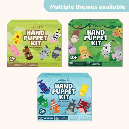 jackinthebox Hand Puppet Making Kit - 6 Sea Animals Felt Puppet Craft Kit for Kids, Creative DIY Arts & Crafts Kit Make Your Own Puppets for Storytelling Role Play, Great Craft Gifts for Kids Ages 4-8