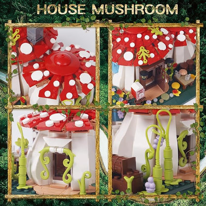 SAMYBLOCKS Mushroom House Building Blocks Sets(1126PCS),Creative Ideals Treehouse Building Blocks, Best Present for 6+ Adults