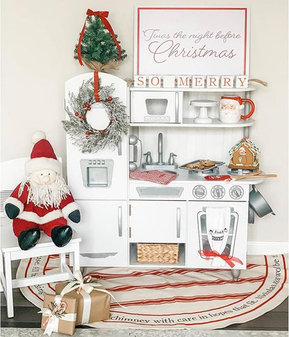 KidKraft Vintage Wooden Play Kitchen with Pretend Ice Maker and Play Phone, White