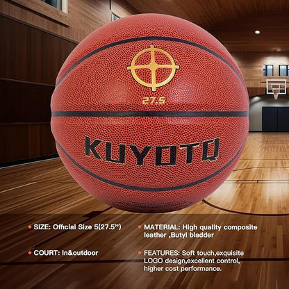 KUYOTQ Kids Toddler Youth Adult Size 3/4/5/6/7 Basketball 22/25.5/27.5/28.5/29.5" Thickened Rubber or Faux Leather Indoor Outdoor Basketball for Boys Girls Womens Mens Basket Ball Gifts