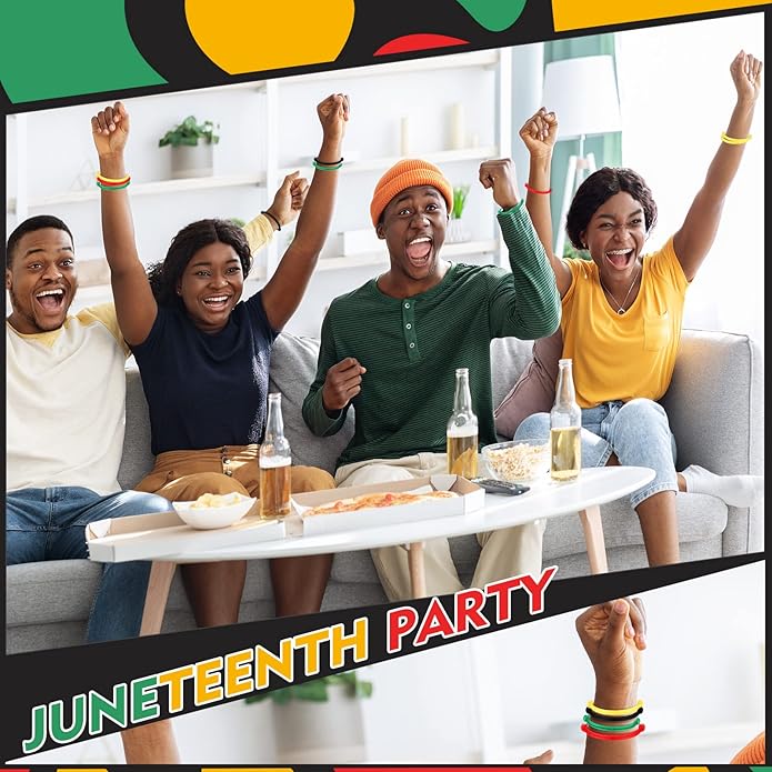 Kigeli 400 Pieces Black History Month Friendship Bracelets Bulk Neon Rope Bracelets in 4 Assorted Colors Adjustable Green Red Gold Bracelets Rope Woven Bracelets for Black History Month Party Decor