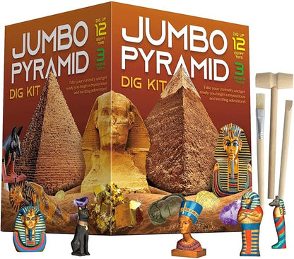 Pyramids Dig Kit, Ancient Egyptian Civilization Civilization Excavation Set Including Mummy Case Sun God Great Sphinx and More, STEM Science Educational Toys Archaeology Gifts for Boys & Girls