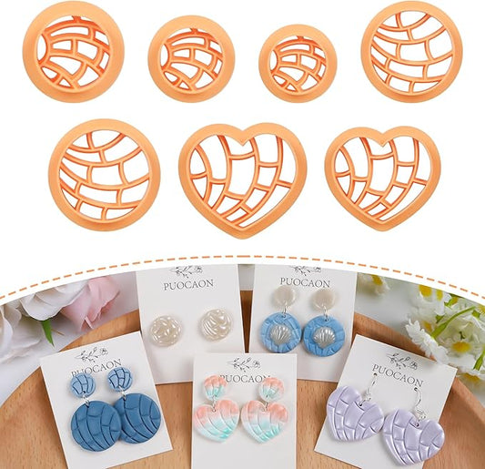 Puocaon Scallop Polymer Clay Cutters - 7 Pcs Clay Cutters for Polymer Clay Jewelry, Seashell Circle Polymer Clay Earring Cutters, Heart Clay Cutters for Polymer Clay Earrings Making