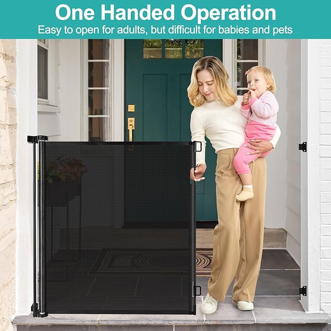 42 Inch Extra Tall Retractable Dog Gate Babies and Dogs Can't Get Under The Gate 55" Wide Retractable Baby Gates Extra Tall Baby Gate for Doorway Extra Tall Pet Gate Extra Tall Dog Gate for The House