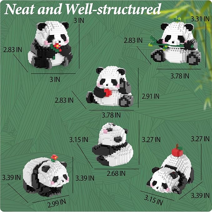 Creator 3 in 1 Animals, Mini Building Blocks Panda- 2 Pack, Party Favors- Micro Blocks Panda Toy for Kids 6+, Mini Blocks Building Sets for Adults, Birthday Gift for Boys and Girls(1626PCS)