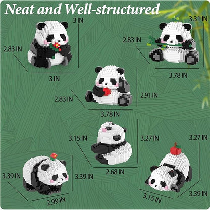 Creator 3 in 1 Animals, Mini Building Blocks Panda- 2 Pack, Party Favors- Micro Blocks Panda Toy for Kids 6+, Mini Blocks Building Sets for Adults, Birthday Gift for Boys and Girls(1626PCS)