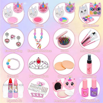 Kids Makeup Kit for Girl - Washable Non Toxic Kid Make Up Toys, Little Girls Play Makeup Set, Kids Toy for Toddlers Children Princess, Christmas Birthday Gift for 4 5 6 7 8 9 10 Year Old Girl