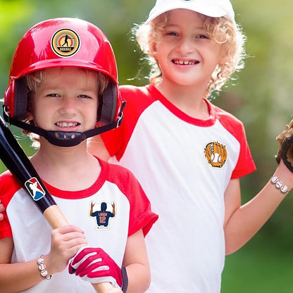 Baseball Party Favor Set: 20 Satin Scrunchies with Baseball Design, 20 Baseball Bracelets, 100 Baseball Stickers for Sports Themed Celebrations