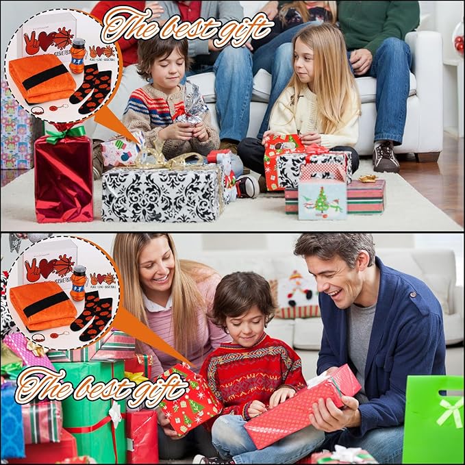 7 Pcs Christmas Basketball Gifts Basketball Party Favor Set Basketball Blanket Socks Basketball Keychain Bracelet Water Bottle and Sticker for Christmas Birthday Sport Themed Party Supplies