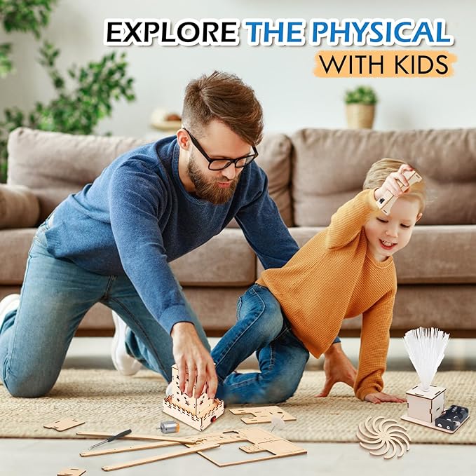 STEM Toys Wooden Building Kit for Kids Ages 8-12,Physics Science Wood Craft Set for Kids,DIY Science Building Projects for 6-8 with Hands-on Learning Activities-Educational Science Craft Model Kit