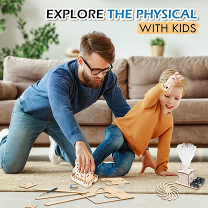 STEM Toys Wooden Building Kit for Kids Ages 8-12,Physics Science Wood Craft Set for Kids,DIY Science Building Projects for 6-8 with Hands-on Learning Activities-Educational Science Craft Model Kit