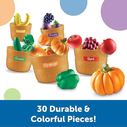 Learning Resources Farmer’s Market Color Sorting Set - 30 Pieces Age 18+ Months Toddler Learning Toys, Sorting Toys for Kids, Play Food,Easter Basket Stuffers