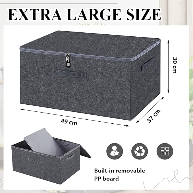 Briwooody Discreet Lockable Toy Bag Storage Organizer Toy Bag Storage Bins Case with Zipper Lid for Women and Men Clothes Container(Gray,19.3 x 14.6 x 11.8 Inch)