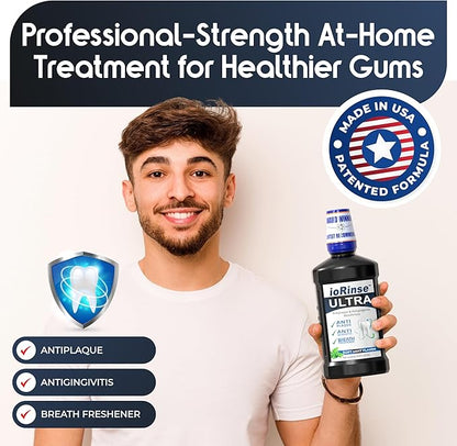 ioRinse Ultra is The Most Dentist-Recommended Periodontal Rinse of its Kind for Adults and Kids Oral Care and Hygiene. It’s an Alcohol Free, Bad Breath Treatment and Gum Mouthwash with Xylitol. 1L