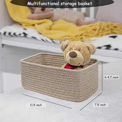 COMFY-HOMI 11.5"x7.5"x4.7" Storage Baskets for Organizing | Cotton Rope Woven Basket | Toy Storage Bin Box | Basket for Shelves, Closet Organizer Bin, Decorative Closet Shelf, 1 Pack all brown