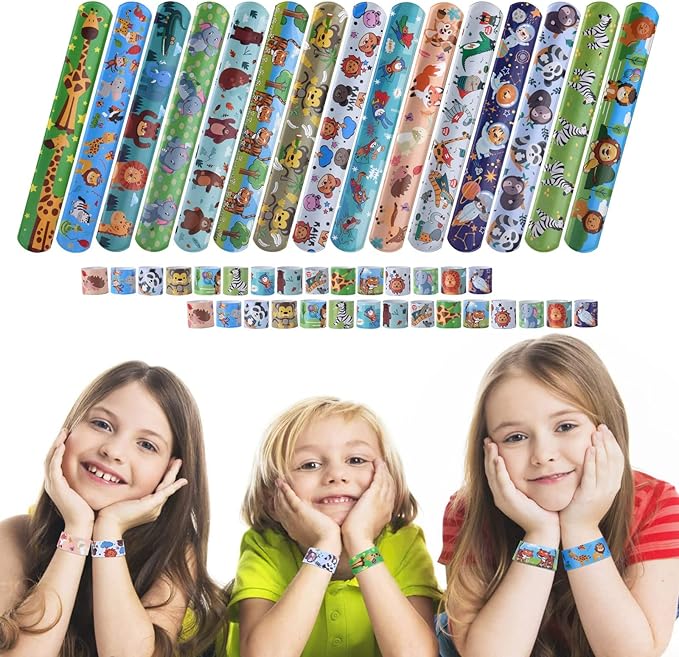 Viicoor Slap Bracelets, 50Pcs Snap Bracelet Wrisrtband for Party Favors Basket Bag Filler School Prizes Birthday Gifts Party Favors Bulk (#4-Marine Animals-50pcs)