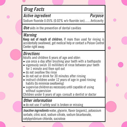 TheraBreath Kids Anticavity Fluoride Oral Rinse, Strengthens Teeth & Enamel, Alcohol Free & Dye Free, Certified Organic Bubblegum Blast Flavor, 16 Fl oz