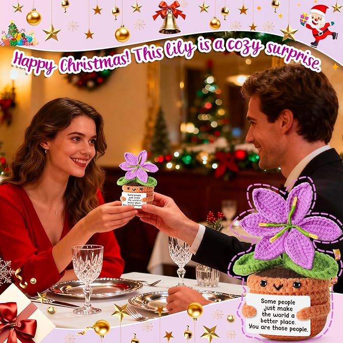 Purple Crochet Lily Flower Doll – Happy Birthday Gift for Women, Thank You Appreciation Gifts for Coworkers, Teachers, Friends, Mothers Day unique Gifts for Mom form Daughter Easter Basket Stuffers