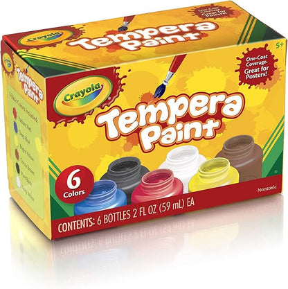 Crayola Tempera Paint, Kids Painting Supplies, 2oz Bottles, 6 Count