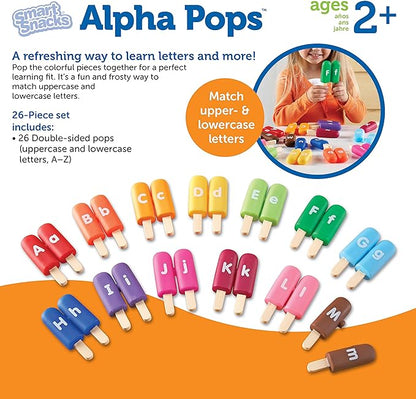 Learning Resources Smart Snacks Alpha Pops, 26 Pieces, Age 2+, Toys for Toddlers, Toddler Alphabet, Learning ABC, Learning Toys, Stocking Stuffers for Kids
