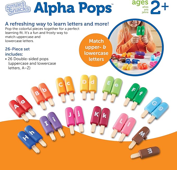 Learning Resources Smart Snacks Alpha Pops, 26 Pieces, Age 2+, Toys for Toddlers, Toddler Alphabet, Learning ABC, Learning Toys, Stocking Stuffers for Kids