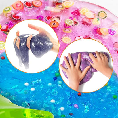 ESSENSON Slime Making Kit - Slime Supplies for Girls & Boys, Crystal Clear Slime, Glitter, Charms, Fishbowl Beads - Kids Art Craft Toys Gifts Age 3+