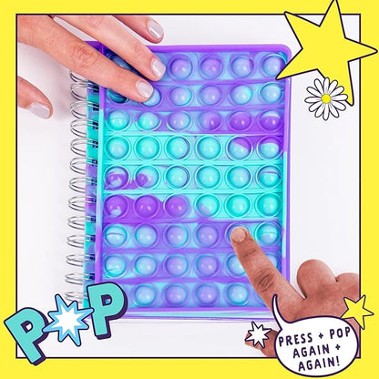 Just My Style Fidgiwear Purple Push & Pop Journal By Horizon Group USA, Poppable Fidget Toy Spiral-Bound Journal Includes Never-Ending Poppable Fidget Toy Cover & 80 Pages, Pop Fidget Sensory Notebook